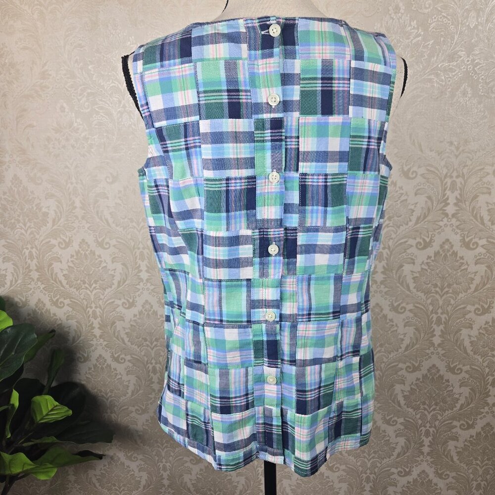 Talbots Size Small Plaid Patchwork Sleeveless Top… - image 7